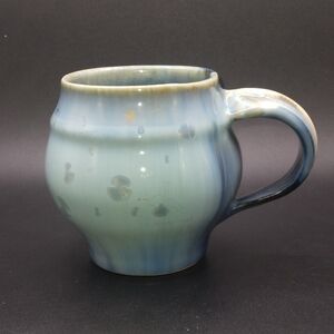 Retired Bill Campbell Studio Pottery Blue Green Crystalline Glaze Coffee Mug